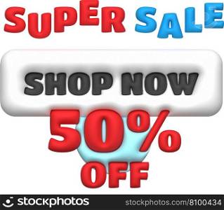 Sale banner design,Shopping deal offer discount,Super sale shop now 50 percentage off.3d illustration