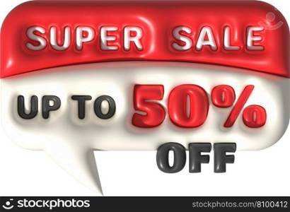 Sale banner design,Shopping deal offer discount,Super sale up to 50 percentage off.3d illustration