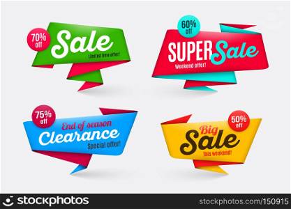Sale banners templates, special offer, end of season. Vector illustration set. Color swatch control. Sale banners templates, special offer, end of season