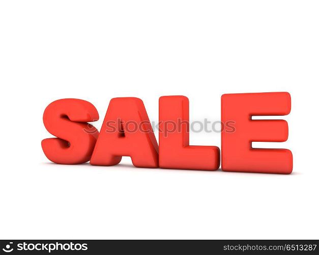 Sale inscription in red letters .. Sale inscription in red letters on a white background. 3D illustration.
