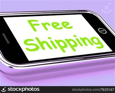 Sale Now On Mobile Message Shows Internet Discounts. Free Shipping On Phone Showing No Charge Or Gratis Deliver