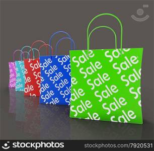 Sale Reduction Shopping Bags Shows Bargains Or Discounts