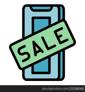 Sale shop icon. Outline sale shop vector icon color flat isolated. Sale shop icon color outline vector