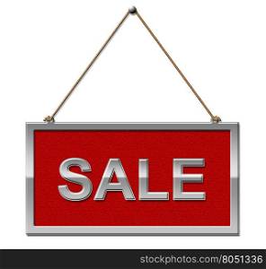 Sale Sign Representing Reduction Advertisement And Promotion
