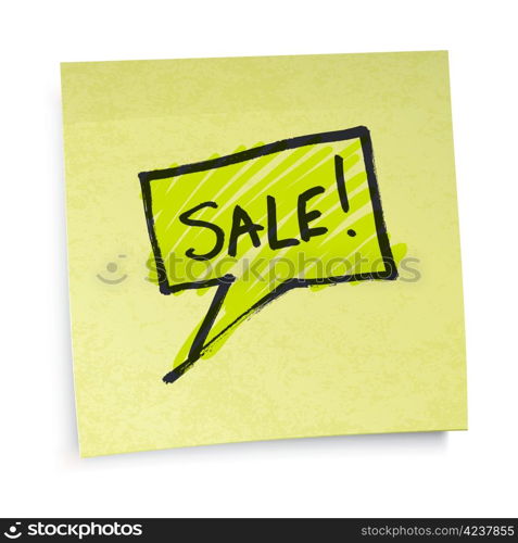 Sale text on yellow sticky paper. Vector illustration, EPS10.