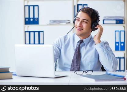 Sales assistant listening to music during lunch break