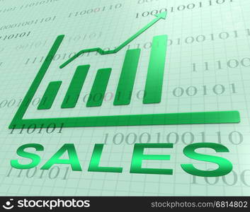 Sales Graph Increase Showing Retail Selling 3d Rendering