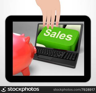 Sales Key Displaying Web Selling And Financial Forecast