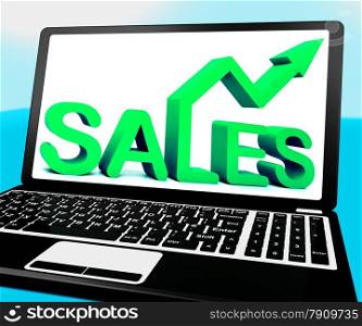 . Sales On Notebook Showing Marketing Profits And Promotions