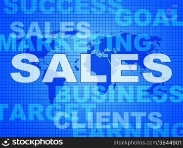 Sales Words Showing Selling Biz And Promotion