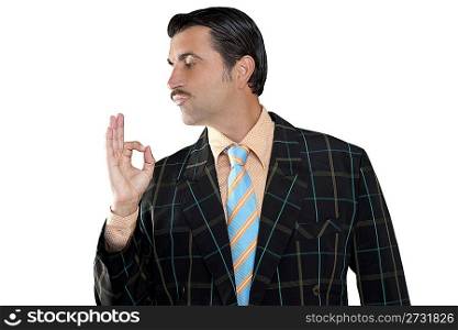 salesman occupation tacky man ok gesture profile mustache businessman