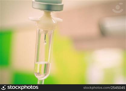 Saline solution drip for treatment patient in the hospital.
