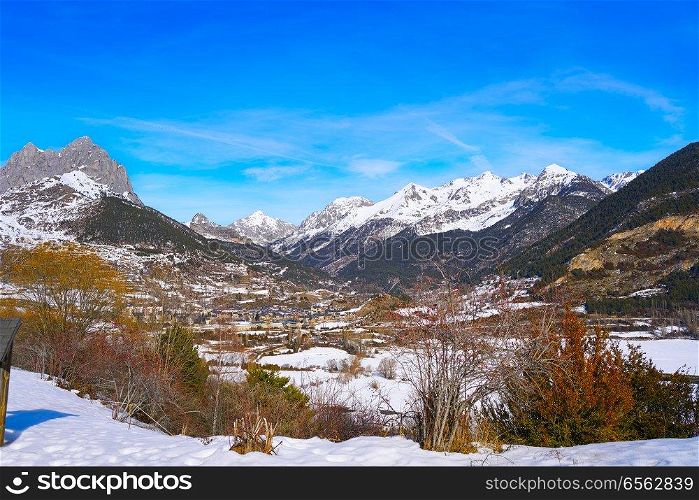 Sallent de Gallego snow village of Huesca in Pyrenees of spain