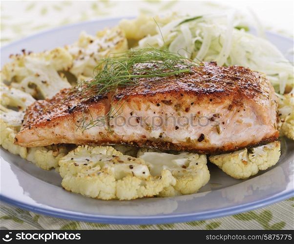 Salmon Fillet with Cauliflower and Fennel Salad