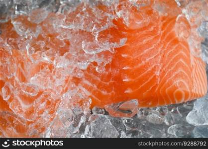 salmon fillet with, fresh raw salmon fish on ice for cooking food seafood salmon fish