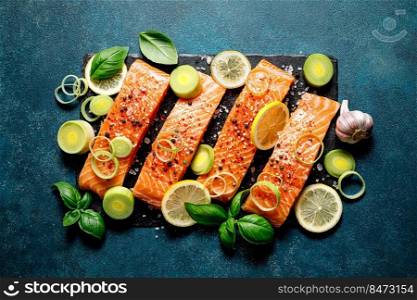 Salmon. Fresh raw salmon fish fillet