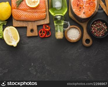 salmon lemon arrangement view