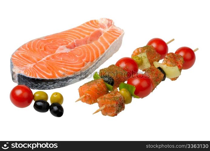 salmon on a skewer