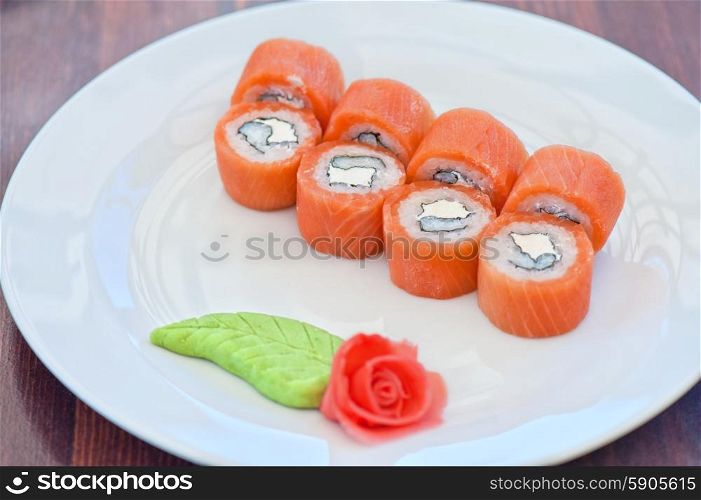 Salmon roll sushi. Salmon roll sushi tasty food