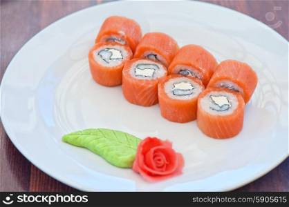 Salmon roll sushi. Salmon roll sushi tasty food