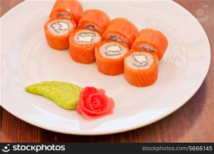 Salmon roll sushi tasty food