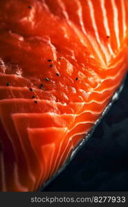 Salmon steak close up. Generative AI. High quality illustration. Salmon steak close up. Generative AI