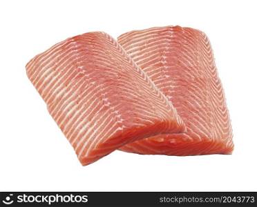 salmon steaks red fish isolated on white