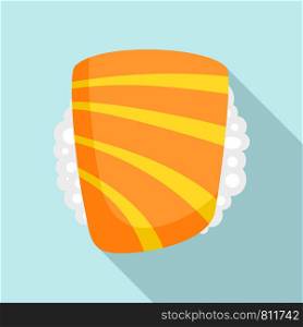Salmon sushi icon. Flat illustration of salmon sushi vector icon for web design. Salmon sushi icon, flat style
