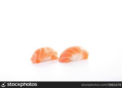 Salmon sushi Sake sushi Japanese food isolated in white background