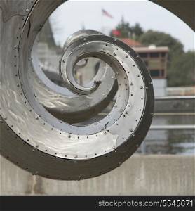 Salmon Waves Sculpture at Hiram M. Chittenden Locks, Carl S. English Jr. Botanical Garden, Lake Washington Ship Canal, Seattle, Washington State, USA