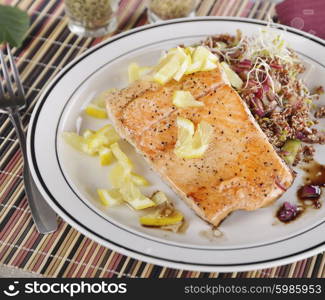 Salmon with Lemon and Red Quinoa Salad