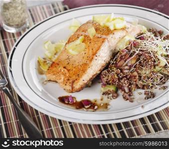 Salmon with Lemon and Red Quinoa Salad
