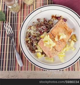Salmon with Lemon and Red Quinoa Salad