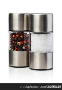 salt and pepper grinders isolated on white. salt and pepper grinders