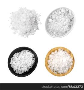 salt in a bowl isolated on white background