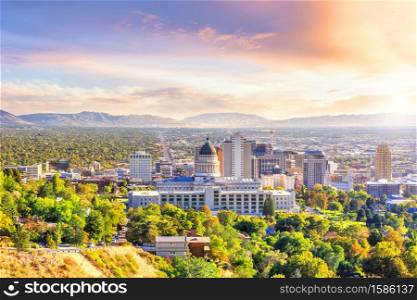 Salt Lake City skyline Utah in USA
