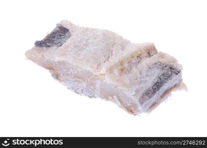 salted raw cod fish isolated on white background