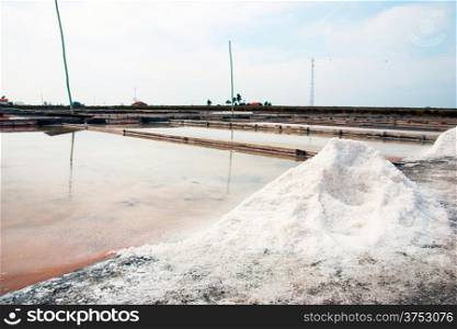 Salty evaporation ponds in Aveiro, Portugal