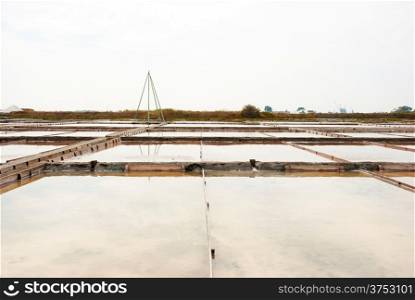 Salty evaporation ponds in Aveiro, Portugal