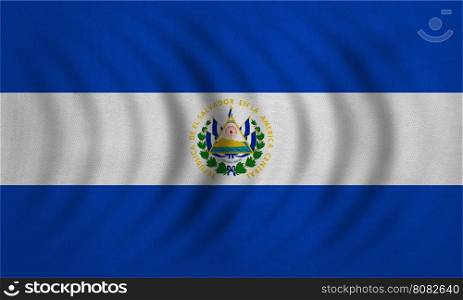 Salvadoran national official flag. Patriotic symbol, banner, element, background. Correct colors. Flag of El Salvador wavy with real detailed fabric texture, accurate size, illustration