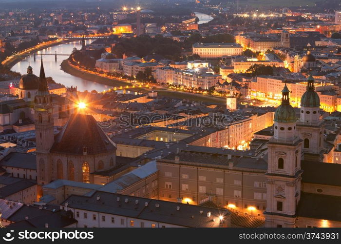 Salzburg at night. Austria