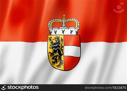 Salzburg Land flag, Austria waving banner collection. 3D illustration. Salzburg Land flag, Austria