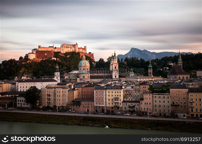 Salzburg old city fortress panorama, Austria