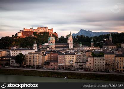 Salzburg old city fortress panorama, Austria