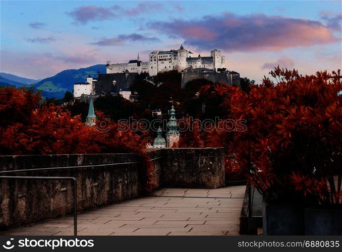Salzburg old city panorama, Austria