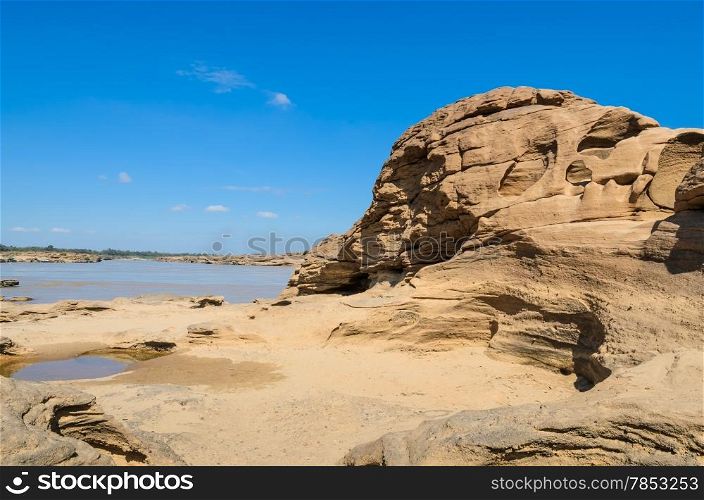 Sam Pan Bok, The Amazing of Rock shape in Mekong River during summer season, Ubon Ratchathani, Thailand.