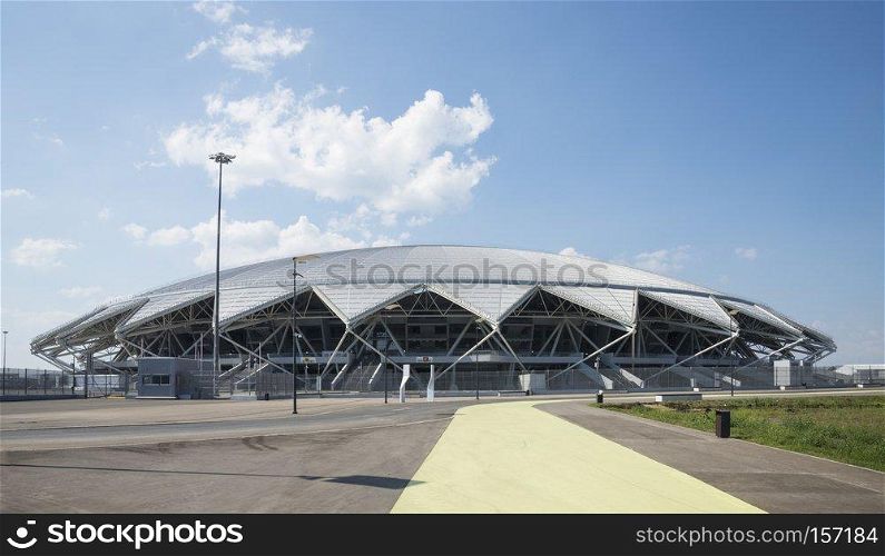 Samara Arena football stadium. Samara - the city hosting the FIFA World Cup in Russia in 2018. Sunny day on August 4, 2018