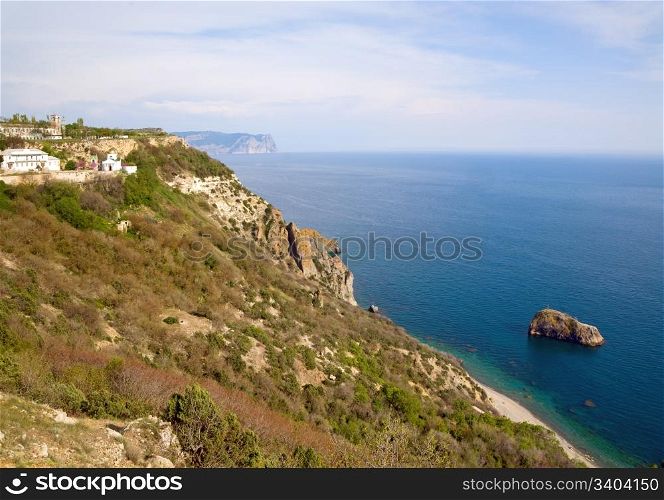 Sammer coast and Saint George cloister view from Phiolent Cape (Krimea, Ukraine)