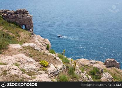 Sammer sea view from Genoese fortress on coast of Balaclava(Krimea, Ukraine)