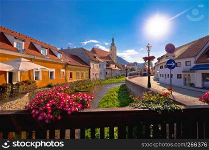 Samobor river and old streets view, town in northern Croatia